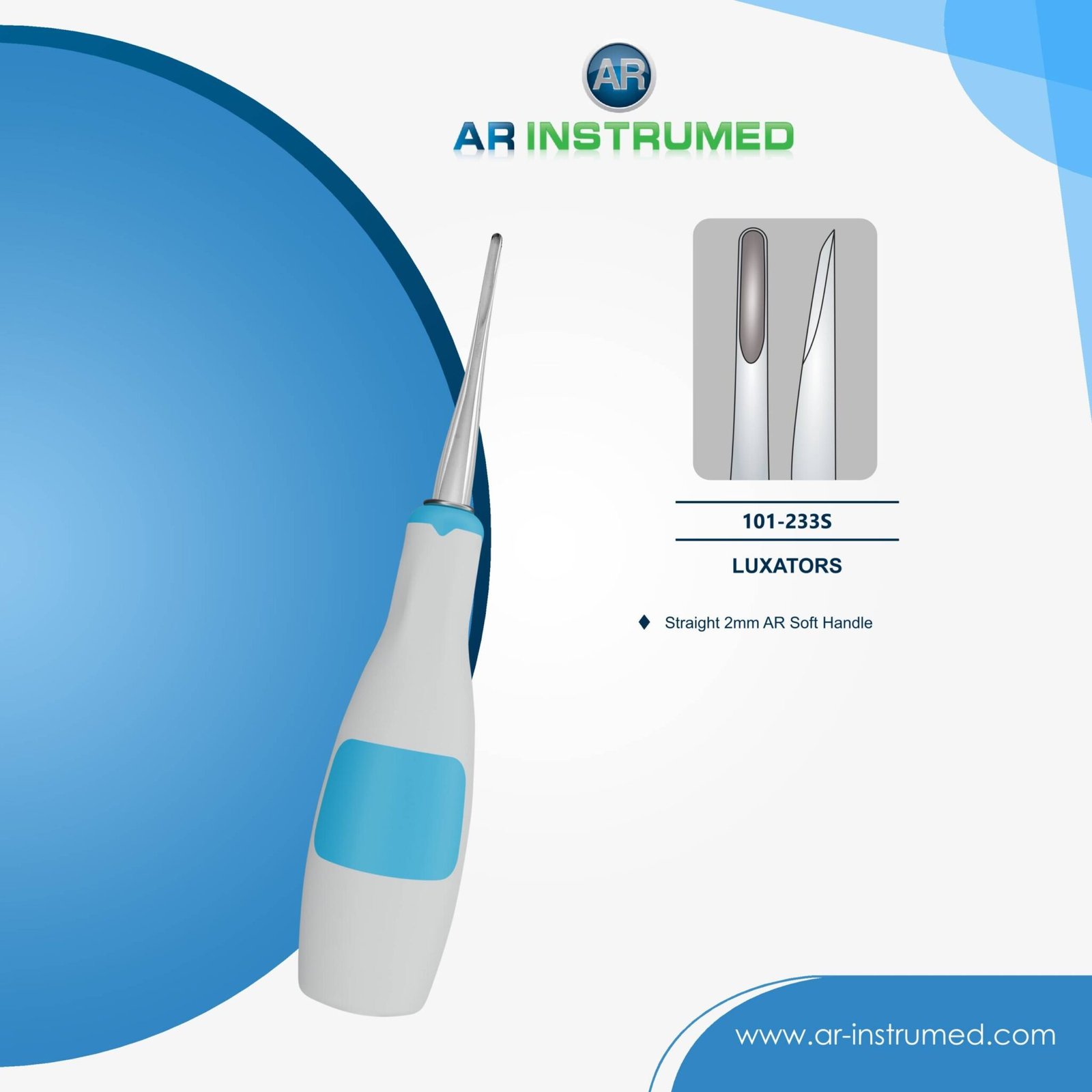 Luxator Extractor Luxator Straight 2mm AR Soft Handle Light Blue – AR Instrumed Australia ...