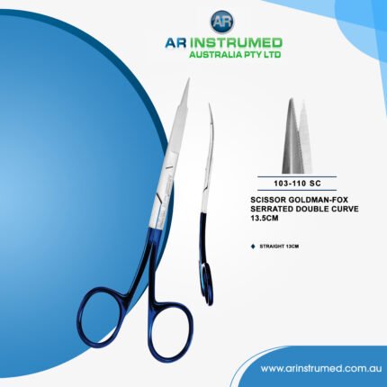 Scissor Goldman-Fox Serrated Double Curve 13.5cm Titanium/Plasma Blue
