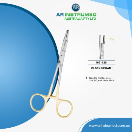 Olsen Hegar Needle Holder/Scissor wire 2-0,3-0,4-0 14cm (TC) Gold