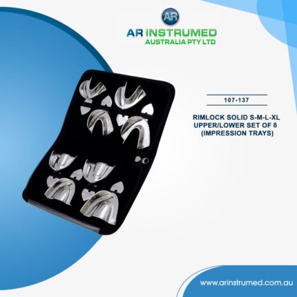 Set of 8 (Impression Trays) Rimlock Solid S-M-L-XL Upper/Lower
