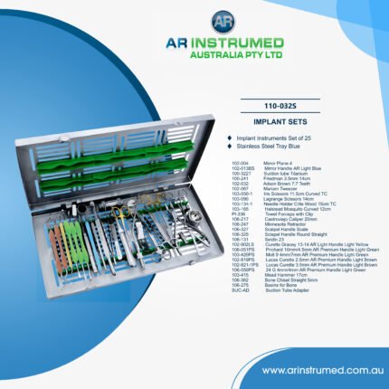 Implant Instruments Set of 25 Stainless Steel Tray